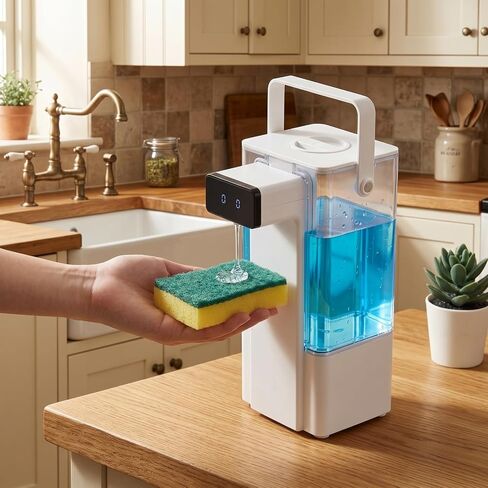 Extra Large 27 oz Dish Soap Dispenser, Touchless, USB-C Rechargeable | No-Drip Precision Spout,Fully Washable Design.Transparent Refillable Tank in Kuwait