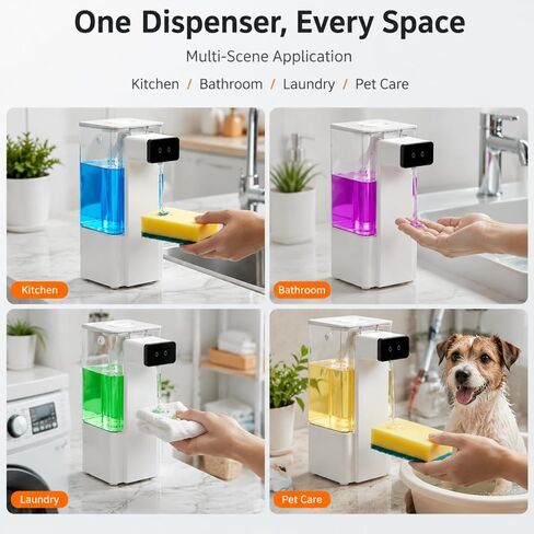 Extra Large 27 oz Dish Soap Dispenser, Touchless, USB-C Rechargeable | No-Drip Precision Spout,Fully Washable Design.Transparent Refillable Tank in Kuwait