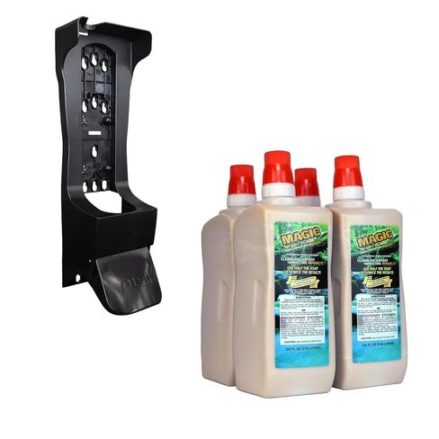 Zenex Magic Hand Soap & Push-Style Dispenser Bundle - 4-Pack 3.55L Industrial Hand Cleaner with Walnut Shell Scrubbers & Wall Mounted Dispenser | Moisturizing | Remove Grease & Grime | Easy Install in Kuwait