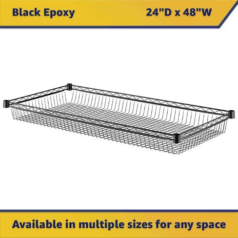 24" x 48" NSF Additional Wire Shelf Basket, Heavy Duty Replacement Black Shelf for Commercial Racks in Kuwait