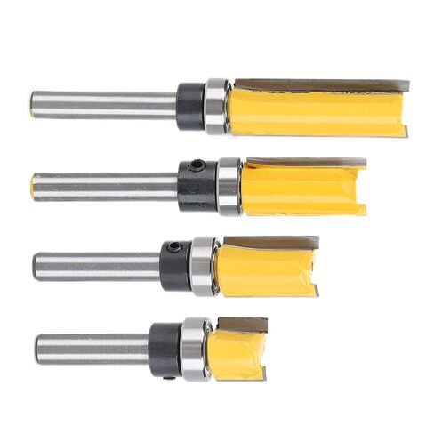 Milling Cutter Set 4Pcs High Precision Shock Resistance Woodworking Cutting Tools for Flush Templates and Slots Alloy Steel 1/4 Inch Handle in Kuwait