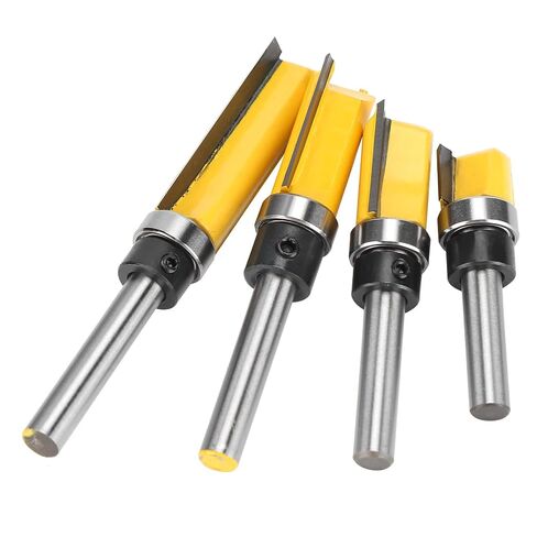 Milling Cutter Set 4Pcs High Precision Shock Resistance Woodworking Cutting Tools for Flush Templates and Slots Alloy Steel 1/4 Inch Handle in Kuwait