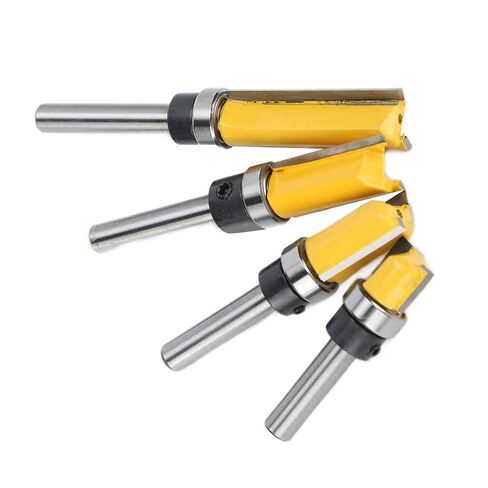 Milling Cutter Set 4Pcs High Precision Shock Resistance Woodworking Cutting Tools for Flush Templates and Slots Alloy Steel 1/4 Inch Handle in Kuwait