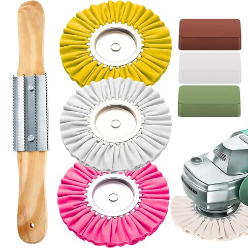 7PCS 8 Inch Aluminum Polishing Kit – Airway Buffing Wheels and Compounds Set for Metal Rim Shine Restoration Grinder Compatible Wheel Polisher for Chrome Finishing and Surface Refining in Kuwait