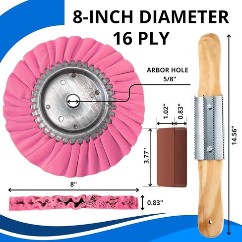 7PCS 8 Inch Aluminum Polishing Kit – Airway Buffing Wheels and Compounds Set for Metal Rim Shine Restoration Grinder Compatible Wheel Polisher for Chrome Finishing and Surface Refining in Kuwait