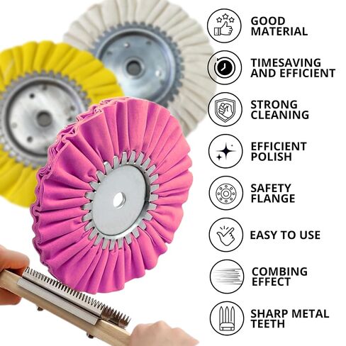 7PCS 8 Inch Aluminum Polishing Kit – Airway Buffing Wheels and Compounds Set for Metal Rim Shine Restoration Grinder Compatible Wheel Polisher for Chrome Finishing and Surface Refining in Kuwait