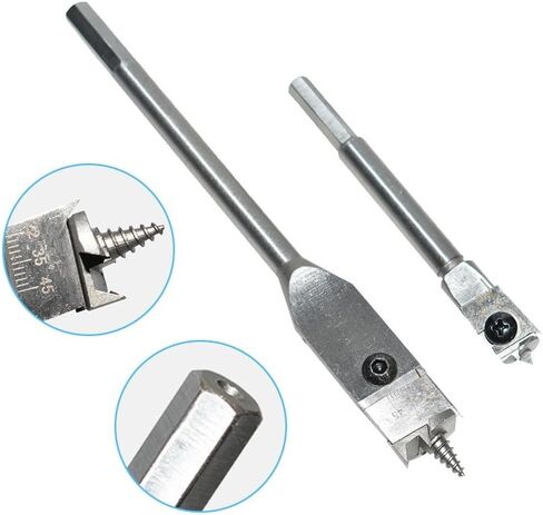 Adjustable Spade Bit Drill Set with 15-45mm and 22-75mm Diameters, High Carbon Steel Flat Woodworking Bits DIY Craft Projects Includes Hex Wrench for Easy Blade Change(22-75mm) in Kuwait