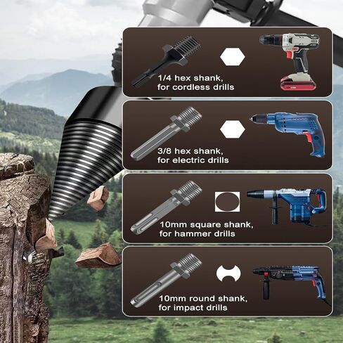 6 Pcs Wood Splitting Drill Bit Set Includes 38mm/45mm Dual Sizes + 4 Adapters, Compatible with Rotary Hammer/Impact Drill/Cordless Drill, Efficient & Safe Firewood Splitter Tool in Kuwait