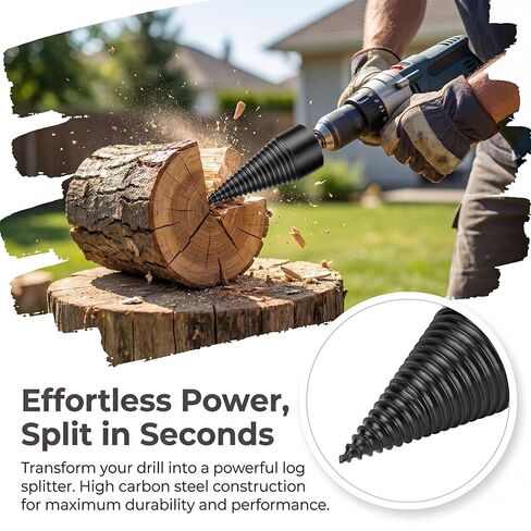 6 Pcs Wood Splitting Drill Bit Set Includes 38mm/45mm Dual Sizes + 4 Adapters, Compatible with Rotary Hammer/Impact Drill/Cordless Drill, Efficient & Safe Firewood Splitter Tool in Kuwait