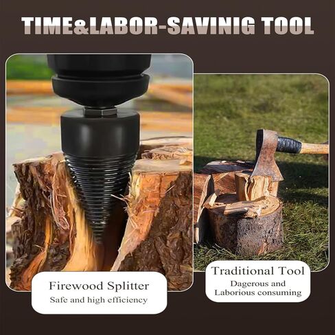 6 Pcs Wood Splitting Drill Bit Set Includes 38mm/45mm Dual Sizes + 4 Adapters, Compatible with Rotary Hammer/Impact Drill/Cordless Drill, Efficient & Safe Firewood Splitter Tool in Kuwait