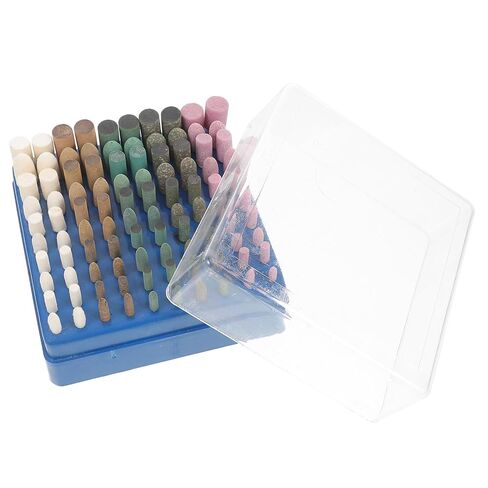 FRCOLOR تلميع عجلة التلميع عدة الصوف 100 قطعة لمرفقات الأدوات الدوارة مع مواد جلد البقر المطاطية الرملية المدمجة وسهلة الحمل وورش العمل ومهام التلميع in Kuwait