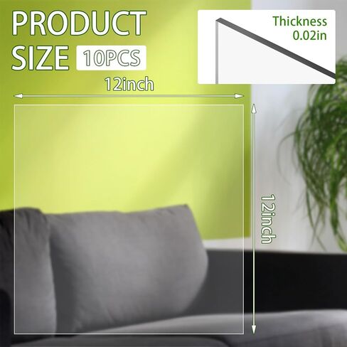 Clear Plastic Sheet, 5 PCS 12" x 12" x 0.02 Plexiglass Sheets,Clear PET Sheet Panels, Clear Acrylic Plastic Sheet for Picture Frame, Invitations, Poster Frames in Kuwait