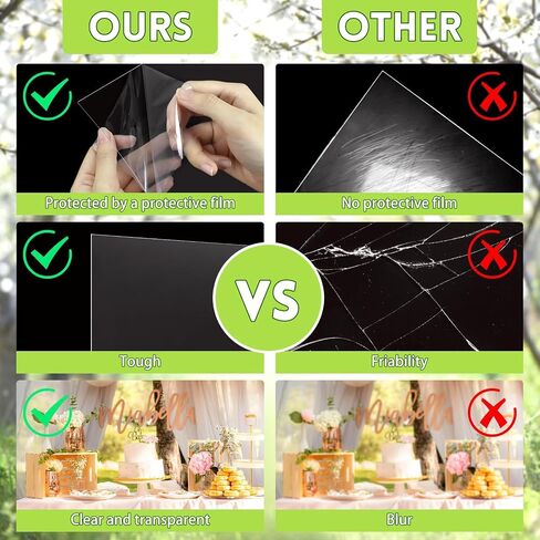 Clear Plastic Sheet, 5 PCS 12" x 12" x 0.02 Plexiglass Sheets,Clear PET Sheet Panels, Clear Acrylic Plastic Sheet for Picture Frame, Invitations, Poster Frames in Kuwait