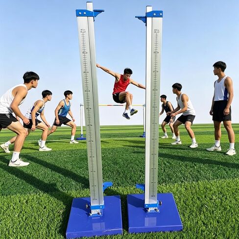 Movable Athletics Competition High Jump Standard, Height Tester Aluminum Training High Jump Stands 1 to 7.5 ft, Elementary Pro Track & Field High Jump Measuring Stick Blue in Kuwait