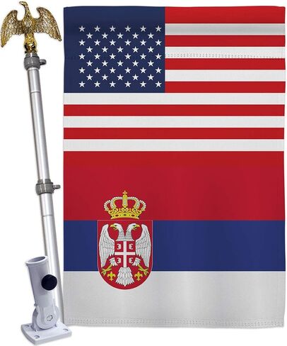 World Cup Serbia USA Friendship Flag Home Decor Banner Room Wall Art Patio Porch Lawn Garden Flag Stand Pole Outdoor Tapestry Yard Signs FIFA Gifts Sports Fan Trophy Soccer Game Football Made in USA in Kuwait