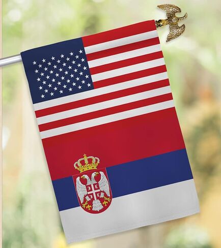 World Cup Serbia USA Friendship Flag Home Decor Banner Room Wall Art Patio Porch Lawn Garden Flag Stand Pole Outdoor Tapestry Yard Signs FIFA Gifts Sports Fan Trophy Soccer Game Football Made in USA in Kuwait