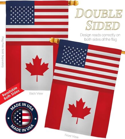World Cup Canada USA Friendship Flag American Banner Pack Wall Art Patio Porch Lawn Garden Outdoor Decorations Tapestry Yard Signs FIFA Gifts Sports Fan Trophy Soccer Game Football Made in USA in Kuwait