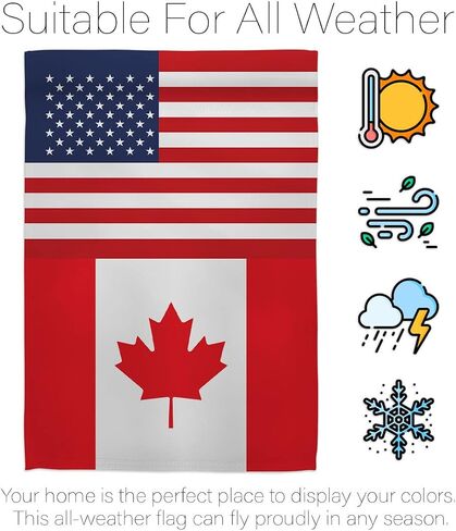 World Cup Canada USA Friendship Flag American Banner Pack Wall Art Patio Porch Lawn Garden Outdoor Decorations Tapestry Yard Signs FIFA Gifts Sports Fan Trophy Soccer Game Football Made in USA in Kuwait