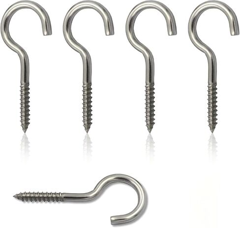 5PCS Screw Hook, 2.56 Inches 304 Stainless Steel Ceiling Hook, Heavy-Duty Screw-in Hooks for Hammock Stands, Wood, Indoor and Outdoor Use in Kuwait