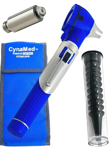 New Mini Fiber Optic Otoscope Blue (Pocket Size) Medical Ent Diagnostic Set Plus 1 Extra Replacement Bulb Cynamed in Kuwait