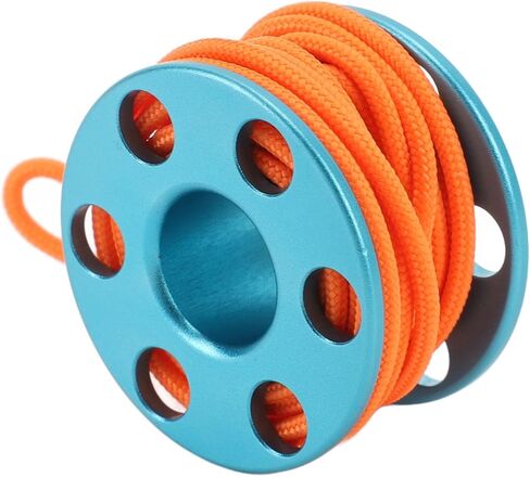 Generic Diving Finger Reel Mini Spool Reel with Glow in The Dark Line for Cave Diving and Kayaking - High Visibility Aluminum Alloy (Blue) in Kuwait