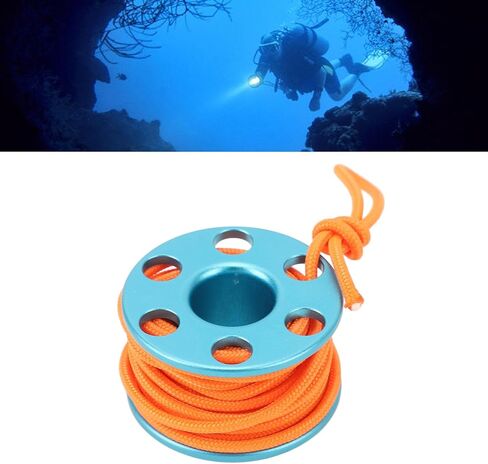 Generic Diving Finger Reel Mini Spool Reel with Glow in The Dark Line for Cave Diving and Kayaking - High Visibility Aluminum Alloy (Blue) in Kuwait