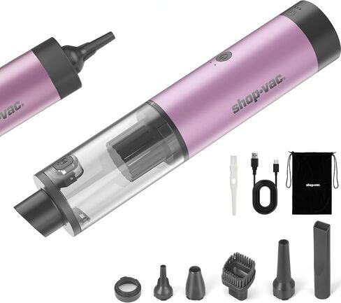 مكنسة كهربائية صغيرة للسيارة Shop-Vac S4 لاسلكية، بقدرة 15000 باسكال 4 في 1، مكنسة مكتبية محمولة ومنفضة هواء مع محرك بدون فرشاة، ضوء LED، فوهات متعددة، وضعان، للسيارة والمكتب وتنظيف لوحة المفاتيح (أرجواني) in Kuwait