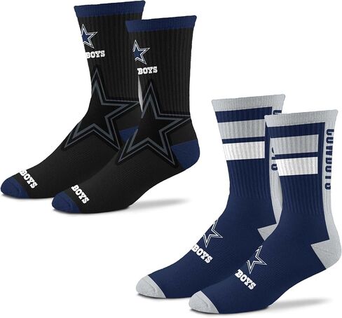 For Bare Feet - NFL Officially Licensed Double Duo Adult Team Logo & Colors Crew Dress Socks Footwear for Men and Women Game Day Apparel 2 Pack - Dallas Cowboys in Kuwait