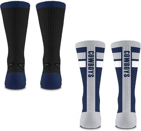 For Bare Feet - NFL Officially Licensed Double Duo Adult Team Logo & Colors Crew Dress Socks Footwear for Men and Women Game Day Apparel 2 Pack - Dallas Cowboys in Kuwait