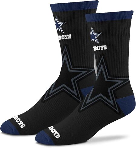 For Bare Feet - NFL Officially Licensed Double Duo Adult Team Logo & Colors Crew Dress Socks Footwear for Men and Women Game Day Apparel 2 Pack - Dallas Cowboys in Kuwait