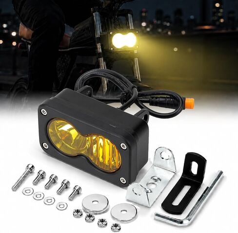 Compatible with Ridstar Q20 Lite & Pro Electric Dirt Bike Front Lighting Assembly, Waterproof Plug and Play Auxiliary Light with 3-Pin Male Connector, Adjustable Mount Bracket, 20W in Kuwait