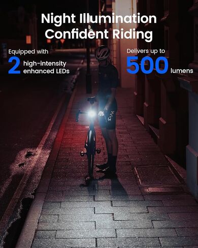 حزمة RAVEMEN FR500 مع AOM05، ضوء أمامي للدراجة متوافق مع أجهزة كمبيوتر Garmin/Wahoo/Bryton لركوب الدراجات in Kuwait