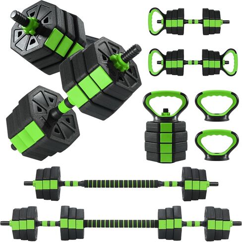 Garvee Adjustable Dumbbell Set, 44/66/88Lbs Free Weight Set with Connector, 4 in 1 Gym Set Used as Kettlebell, Dumbbell, Push up Stand, Weight Plate, Home Gym Weight Dumbbells Set, Fitness Exercises in Kuwait