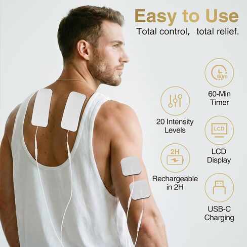 NURSAL 60 وضعًا لوحدة تحفيز العضلات لتخفيف الألم، 3 في 1 ثنائي القناة EMS محفز العضلات للظهر والكتف والرقبة والركبة وعرق النسا، آلة عشرات قابلة لإعادة الشحن مع 12 وسادة للعشرات in Saudi Arabia