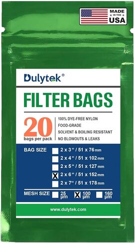 Dulytek Premium Nylon 20 Pcs Filter Bags, 100 Micron, 2" x 6", Double-Stitching, Zero Blowouts, Made in The USA in Kuwait