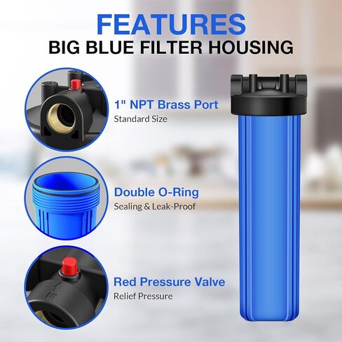 مبيت مرشح SimPure DB20P و5 ميكرون 20 بوصة × 4.5 بوصة CTO لمرشحات المياه الكربونية للمنزل بالكامل in Kuwait