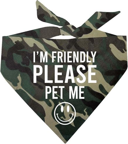 I'm Friendly Please Pet Me Dog Bandana (Camo, XS 151) in Kuwait