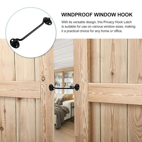 Homoyoyo Stainless Steel Door Latch Hook and Eye Latch for Window and Door, Easy Installation with Versatile Design, Black Finish Suitable for Home and Office Use, in Kuwait