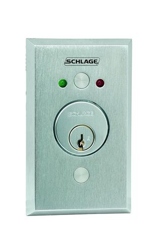 Schlage Electronics 653-04-L2 Keyswitch، SPDT يحافظ على اتجاه واحد، 2 LEDs أخضر وأحمر، لمسة نهائية من الكروم الساتان، أسطوانة أقل in Kuwait