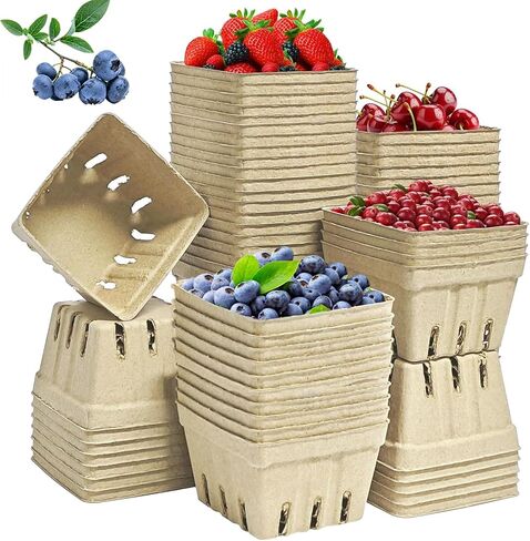60 عبوة من سلال التوت المصنوعة من ألياف اللب الطبيعي، وحاويات فواكه صغيرة مقولبة بفتحات تهوية للفراولة والتوت والتوت، وصواني إنتاج صديقة للبيئة لسوق المزارعين، وتخزين المطبخ والبقالة in Kuwait