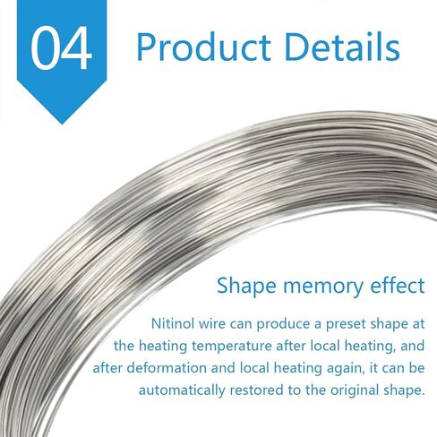 Nitinol Shape Memory Wire - 1 Meter Pre-Trained Wire for Precision Applications and Hardware Fasteners(0.4mm) in Kuwait