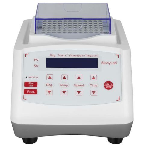 خلاط شاكر حراري stonylab، RT+5 درجة مئوية ~ 100 درجة مئوية، سرعة اهتزاز 200-1800 دورة في الدقيقة، مع وحدة معدنية 96 × 0.2 مل لخلط عينات المختبر in Kuwait