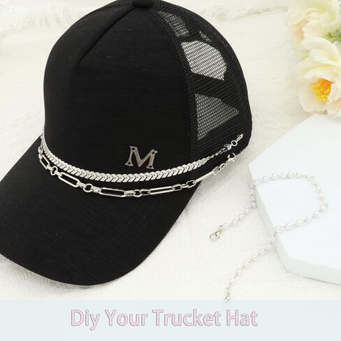 3 عبوات من سلاسل قبعة الشاحنة الفضية للمرأة/الرجل، قبعات قوية سلسلة زخرفية ملحقة للقبعة DIY قبعة تاكر ساحرة سلسلة عصرية لوازم شريط قبعة تاكر السائبة in Kuwait