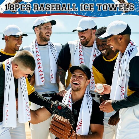 Draupnir 18 Pcs Cooling Towel 40 x 12 in Baseball Cooling Towels, Sport Cooling Towels Bulk Breathable Cooling Rags Softball Soccer Golf Sweat Towel Team Gifts in Kuwait