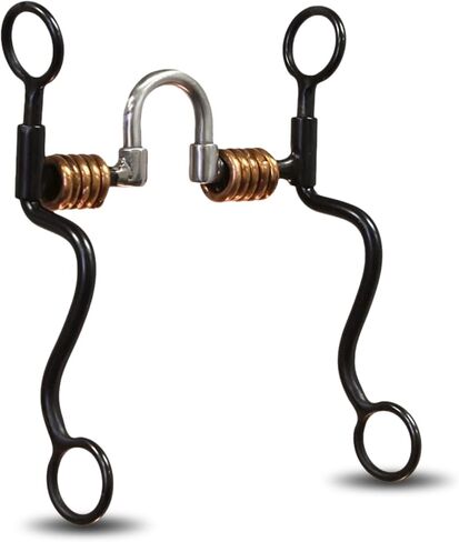 لقمة تصحيح من الفولاذ الأسود من Colorado Saddlery للخيول - لقمة حصان غربي ذات فم مزدوج نحاسي مقاس 5 بوصات - خدود مقاس 8 بوصات - قطعة فم الحصان للركوب والتدريب اليومي in Kuwait