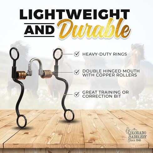 لقمة تصحيح من الفولاذ الأسود من Colorado Saddlery للخيول - لقمة حصان غربي ذات فم مزدوج نحاسي مقاس 5 بوصات - خدود مقاس 8 بوصات - قطعة فم الحصان للركوب والتدريب اليومي in Kuwait