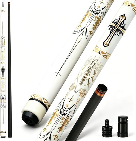 Cuefessnuance 58" Carbon Fiber Pool Cue, Low Deflection | Gothic pattern design, black, 100% carbon fiber shaft, pro taper, 11.8mm pigskin tip, 3/8-8 stainless steel joint in Kuwait