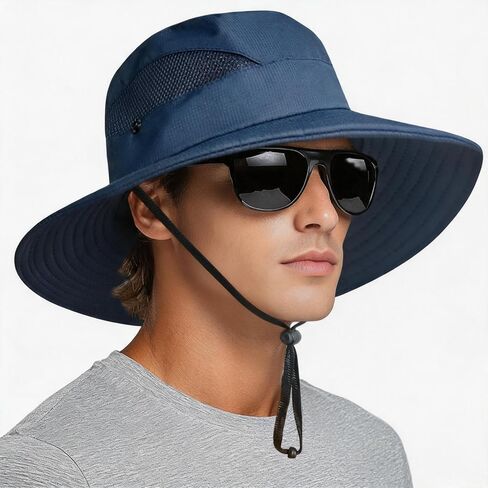 Sun Hats for Men Women Wide Brim Bucket Hat UPF 50+ Outdoor Beach Hiking Fishing Hat in Kuwait