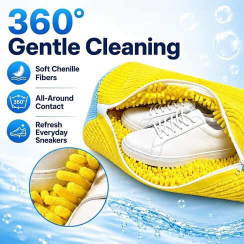Shoe Washing Machine Bag, 2 Pack Sneaker Cleaning Bags for Washer & Dryer, Hidden Zipper Laundry Shoe Bag Protects Shoes & Drum, Fits Tennis Shoes and Daily Footwear (Yellow) in Kuwait