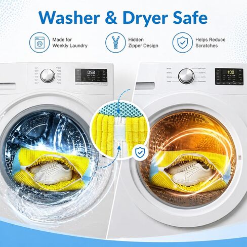 Shoe Washing Machine Bag, 2 Pack Sneaker Cleaning Bags for Washer & Dryer, Hidden Zipper Laundry Shoe Bag Protects Shoes & Drum, Fits Tennis Shoes and Daily Footwear (Yellow) in Kuwait